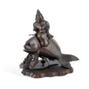 A GOOD JAPANESE BRONZE AND GOLD-SPLASHED KORO