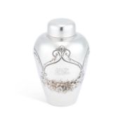 A JAPANESE SILVER TEA CADDY