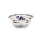 A BLUE AND WHITE BOWL IN SOFT PASTE