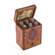 A GEORGE III INLAID SATINWOOD BOTTLE CASE