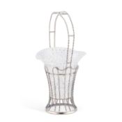 A LARGE SILVER-PLATED AND GLASS CELERY BASKET