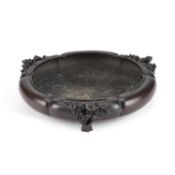 A JAPANESE BRONZE SHALLOW BOWL