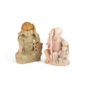 TWO CHINESE CARVED SOAPSTONE FIGURES, LATE QING DYNASTY