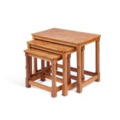 ROBERT THOMPSON OF KILBURN, A NEST OF THREE MOUSEMAN OAK TABLES