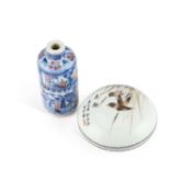 A CHINESE COPPER-RED AND UNDERGLAZE BLUE SNUFF BOTTLE