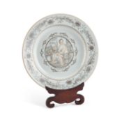 A CHINESE 'EUROPEAN SUBJECT' GRISAILLE PLATE