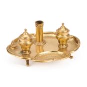 A 19TH CENTURY GILT-METAL INKSTAND