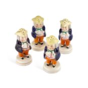 FOUR 19TH CENTURY STAFFORDSHIRE POTTERY TOBY PEPPERETTES