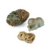 THREE CHINESE JADE CARVINGS