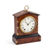 A SETH THOMAS BRASS-MOUNTED WALNUT MANTEL CLOCK
