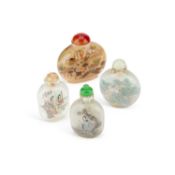 FOUR CHINESE DECORATED SNUFF BOTTLES