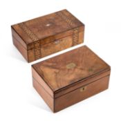 TWO 19TH CENTURY WALNUT WRITING SLOPES