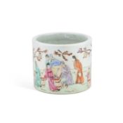 A CHINESE FAMILLE ROSE PORCELAIN BRUSHPOT, BITONG