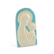 A DELLA ROBBIA STYLE PLAQUE OF MADONNA AND CHILD