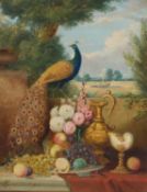 W GIBBONS (19TH/20TH CENTURY) STILL LIFE INFRONT OF A GARDEN VIEW