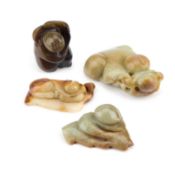 FOUR CHINESE JADE 'FIGURE' CARVINGS