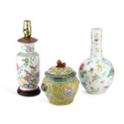 A CHINESE FAMILLE ROSE TABLE LAMP