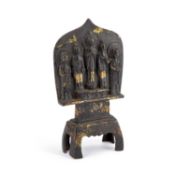 A TIBETAN BRONZE GROUP OF BUDDHAS