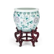 A LARGE CHINESE PORCELAIN FISH BOWL