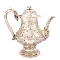 A GEORGE IV SILVER COFFEE POT