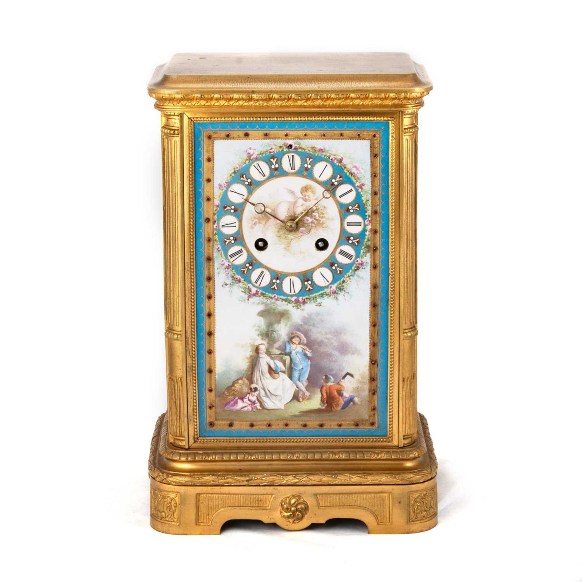 A LARGE FRENCH ORMOLU AND PORCELAIN TABLE CLOCK, CIRCA 1870, RETAILED BY TIFFANY & CO, NEW YORK - Image 2 of 3