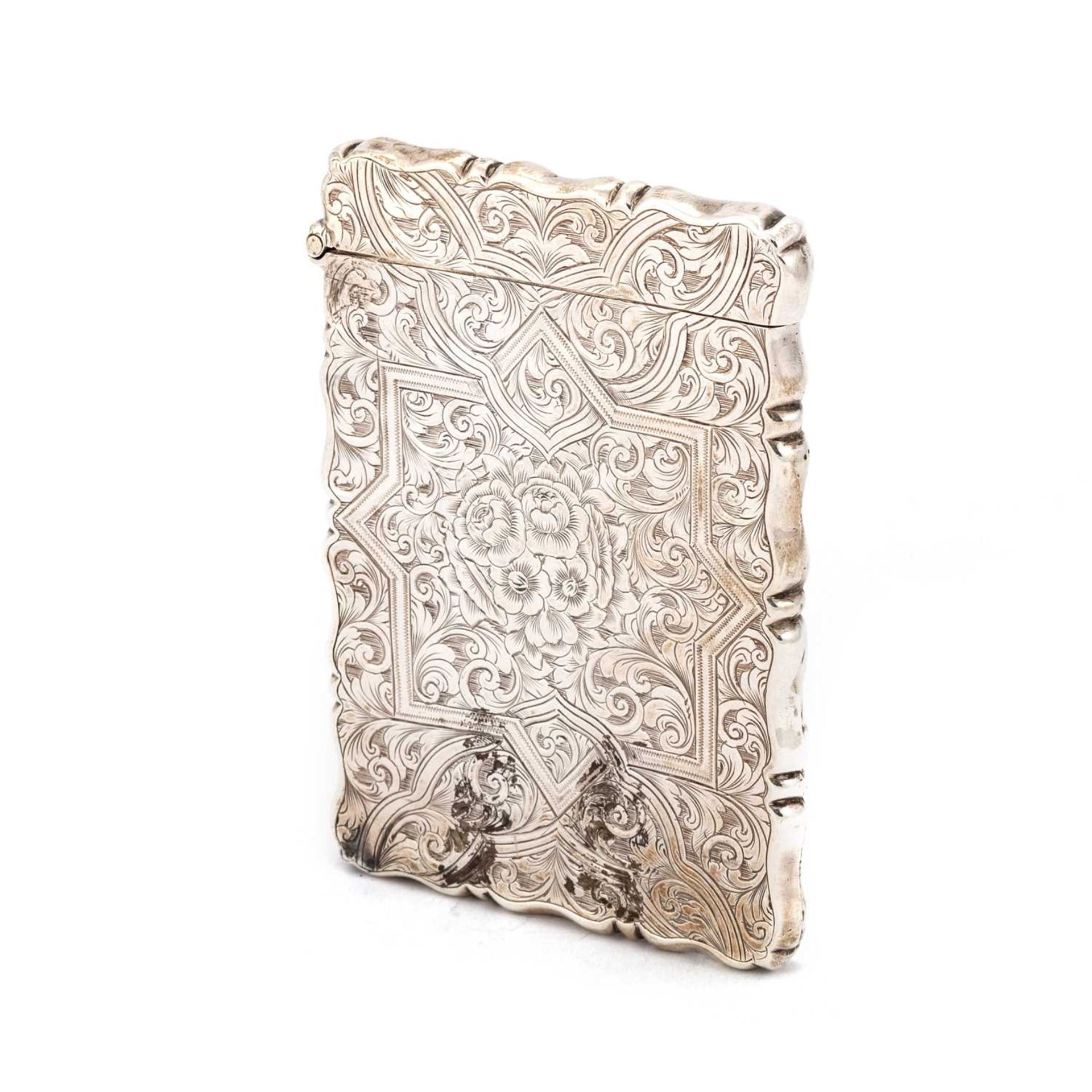 A VICTORIAN SILVER CARD CASE - Image 2 of 2