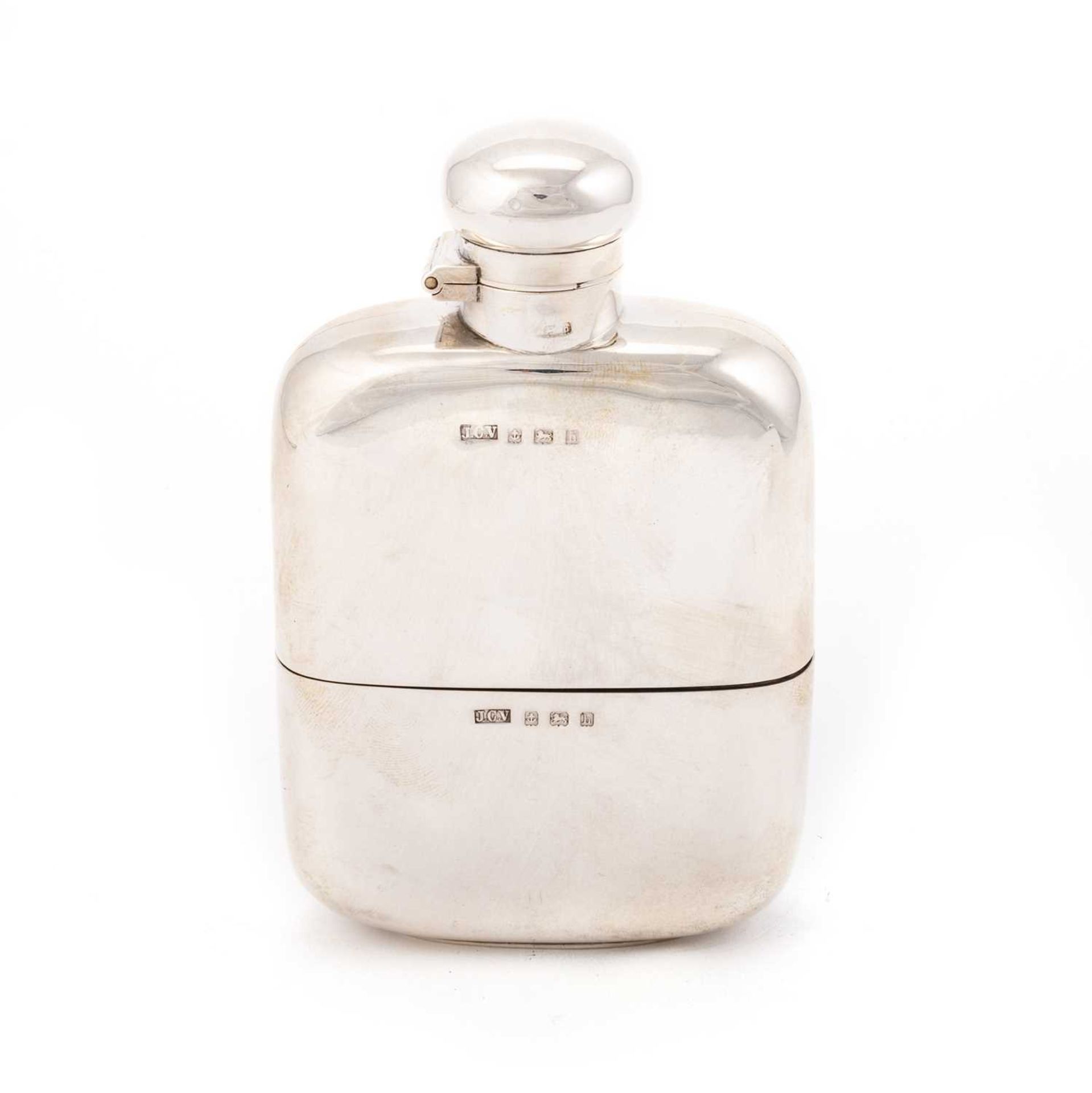 AN EDWARDIAN SILVER HIP FLASK