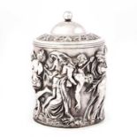 A VICTORIAN SILVER JAR AND COVER