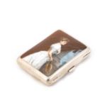 A VICTORIAN SILVER AND ENAMEL CIGARETTE CASE