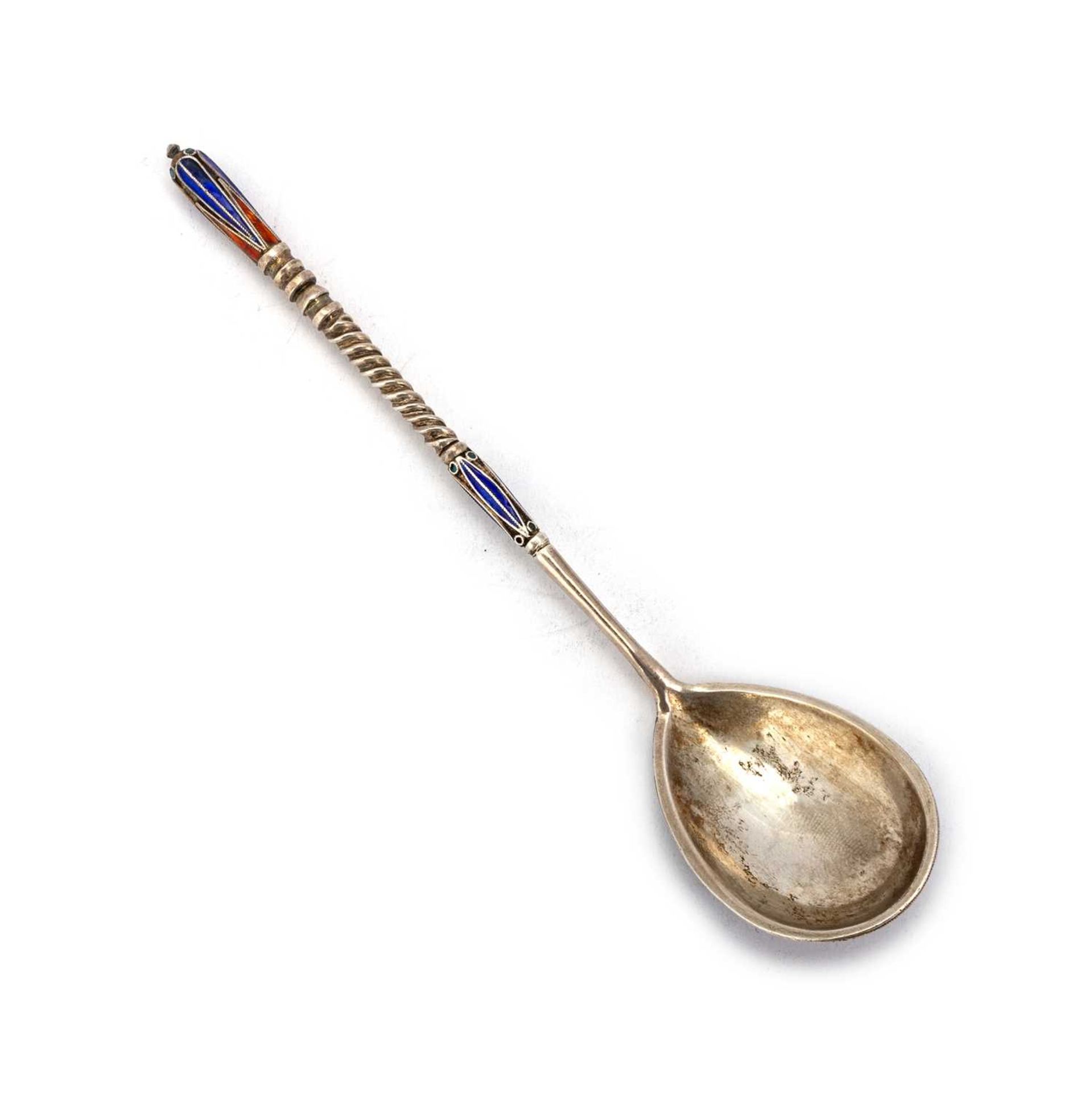 A RUSSIAN SILVER AND ENAMEL SPOON - Image 2 of 2