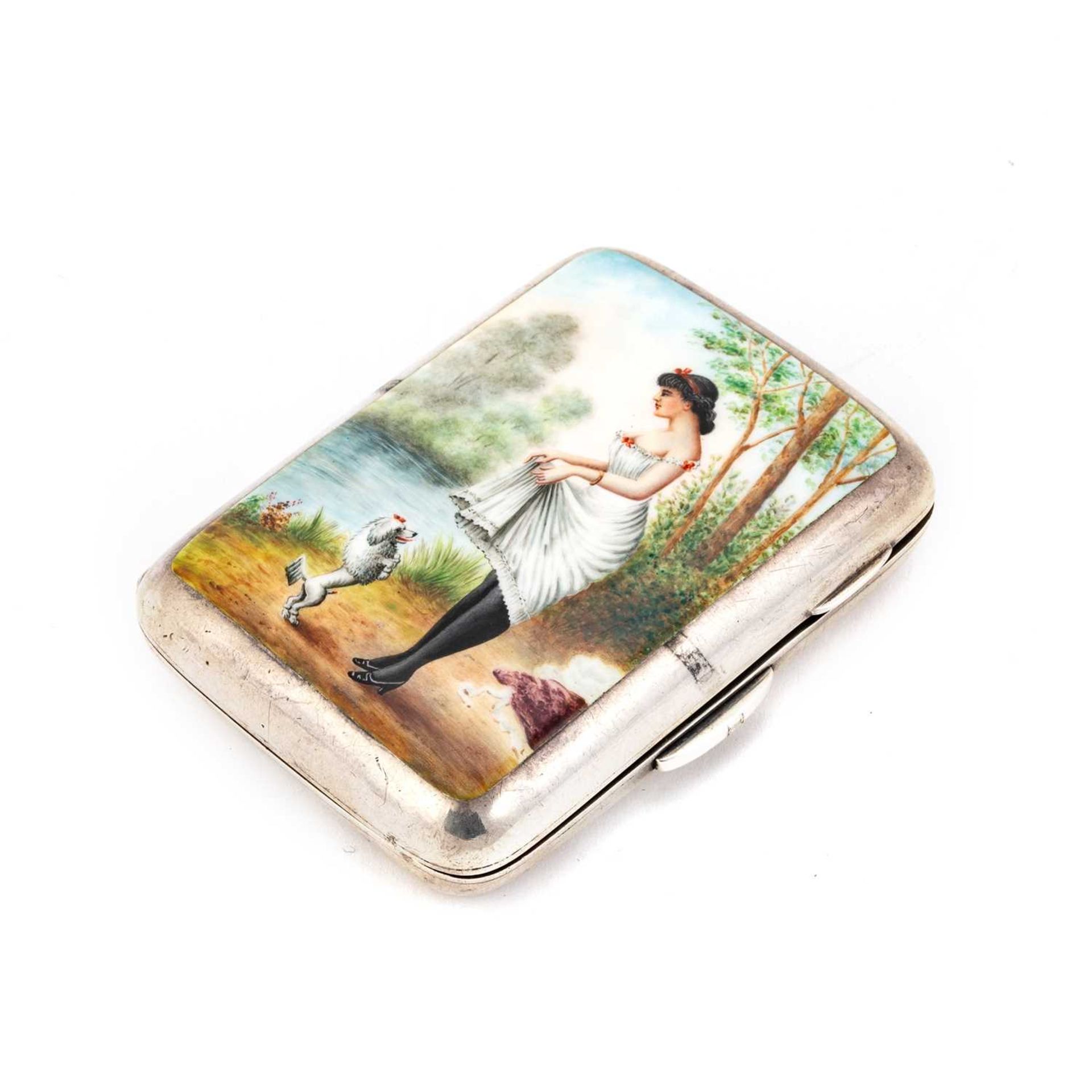 A VICTORIAN SILVER AND ENAMEL CIGARETTE CASE