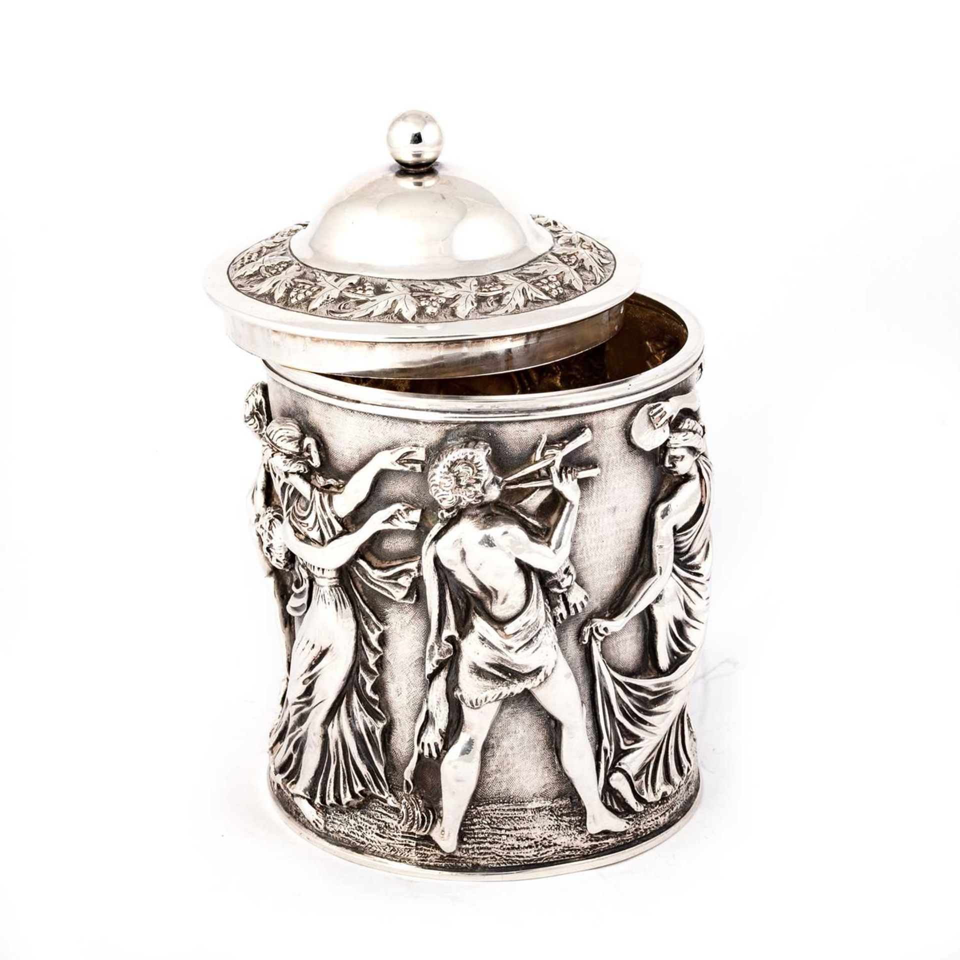 A VICTORIAN SILVER JAR AND COVER - Image 2 of 3