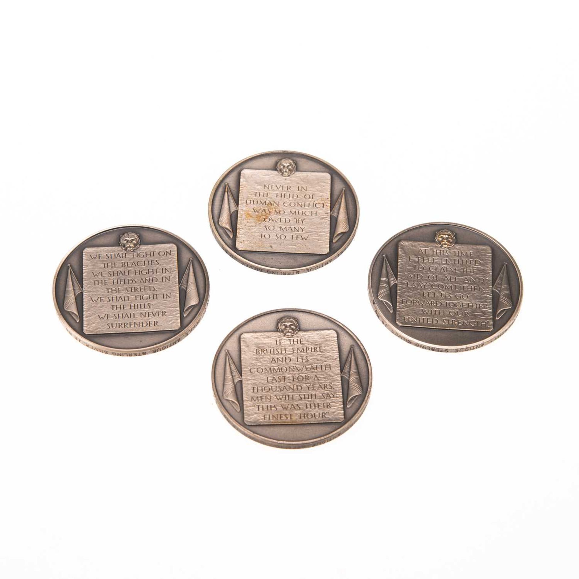 A CASED SET OF FOUR JOHN PINCHES STERLING SILVER MEDALS, 'THE CHURCHILL MEDALS' - Image 2 of 3