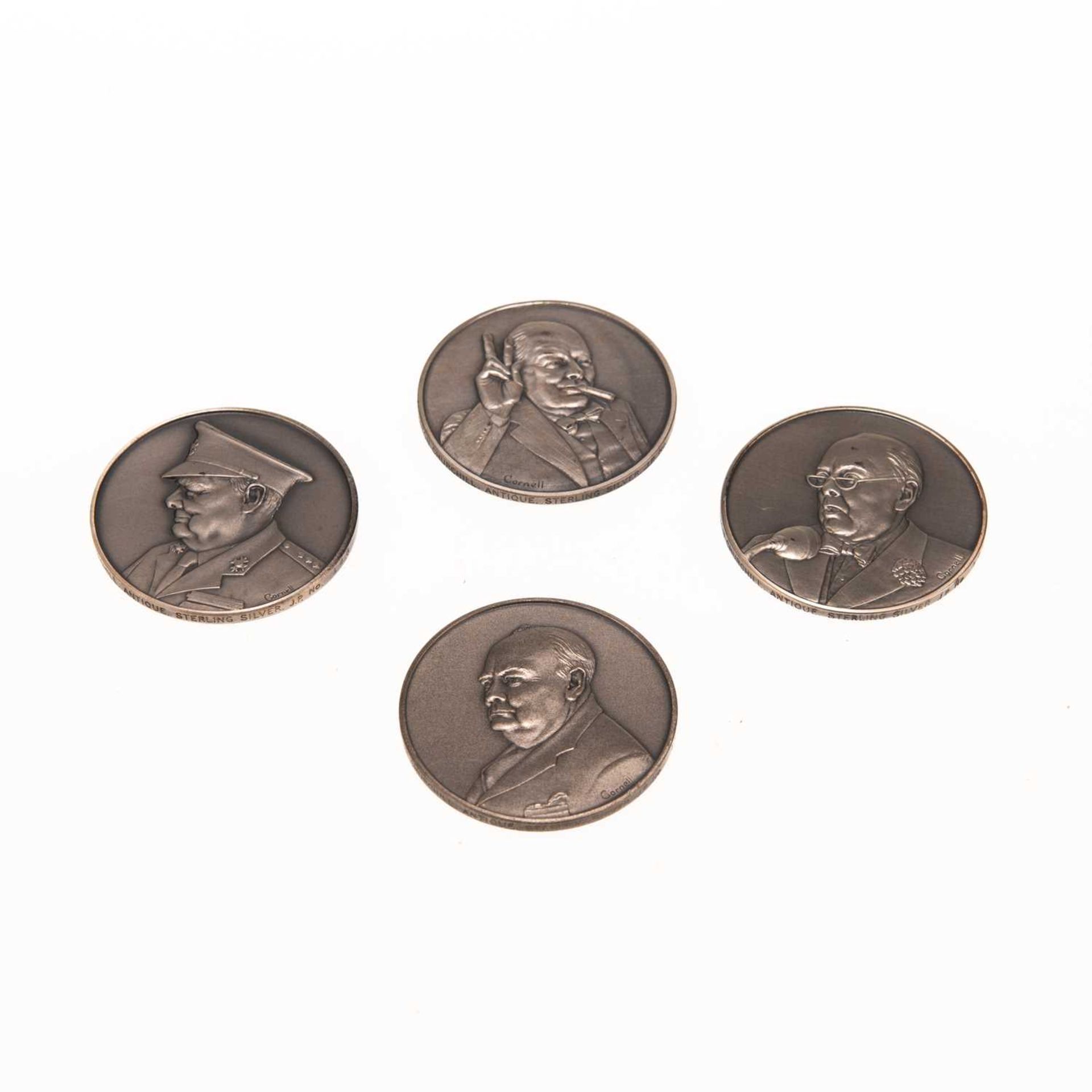 A CASED SET OF FOUR JOHN PINCHES STERLING SILVER MEDALS, 'THE CHURCHILL MEDALS' - Image 3 of 3