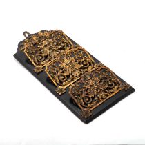 A GILT-BRONZE AND EBONY WALL LETTER HOLDER, LATE 19TH CENTURY