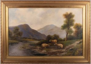 EARLY 20TH CENTURY ENGLISH SCHOOL SHEEP IN A LANDSCAPE