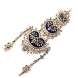 A 19TH CENTURY PEARL AND ENAMEL CHATELAINE