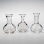 A RARE SET OF THREE 19TH CENTURY GLASS GLOBE SPIRIT MEASURES