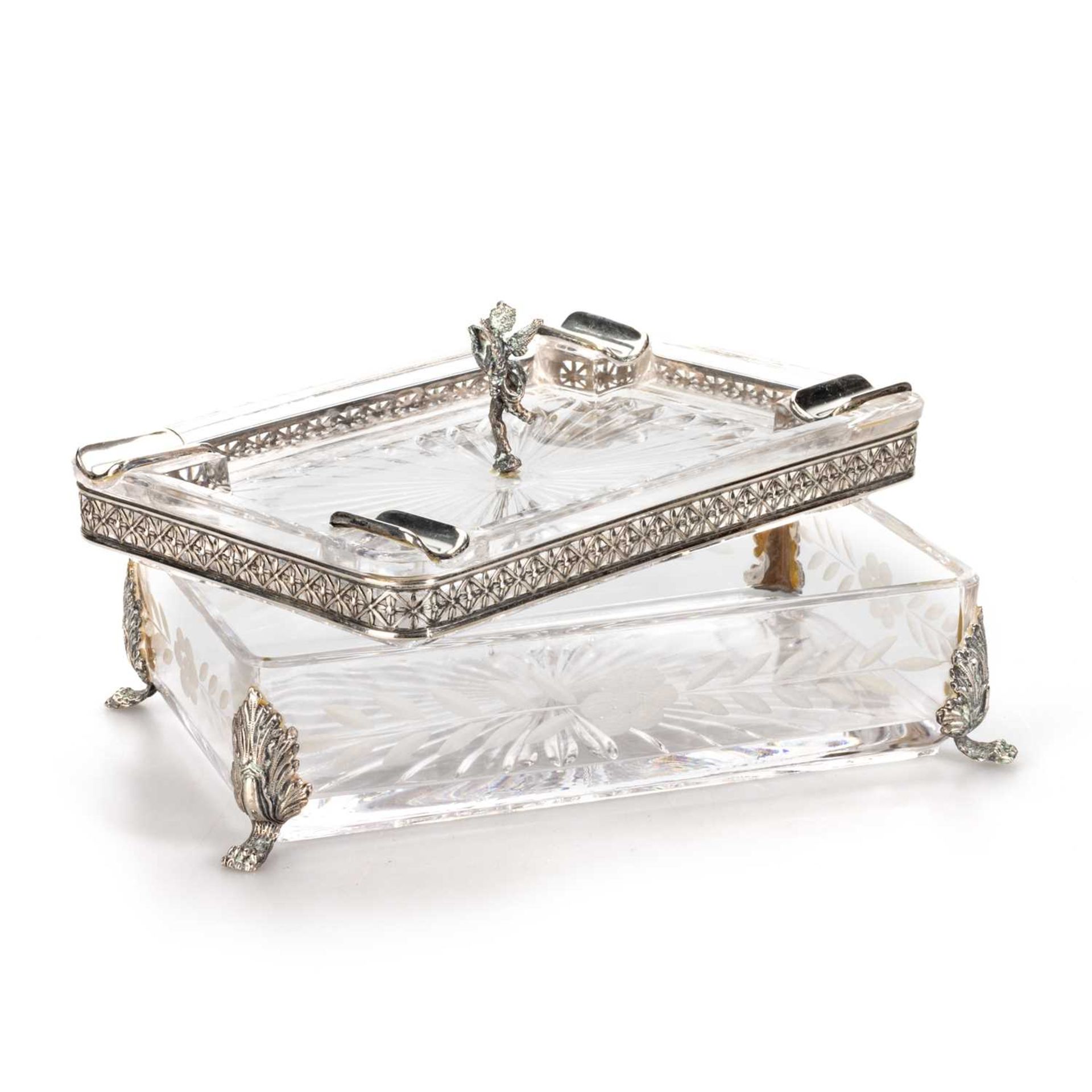 AN ITALIAN SILVER-MOUNTED GLASS CIGARETTE BOX - Image 2 of 3