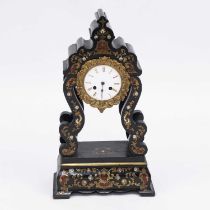 A 19TH CENTURY BOULLE AND EBONISED MANTEL CLOCK, SIGNED F.L. HAUSBERG, PARIS