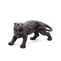 A JAPANESE BRONZE OKIMONO OF A TIGER, SIGNED YOSHIKUZA, MEIJI PERIOD, LATE 19TH CENTURY