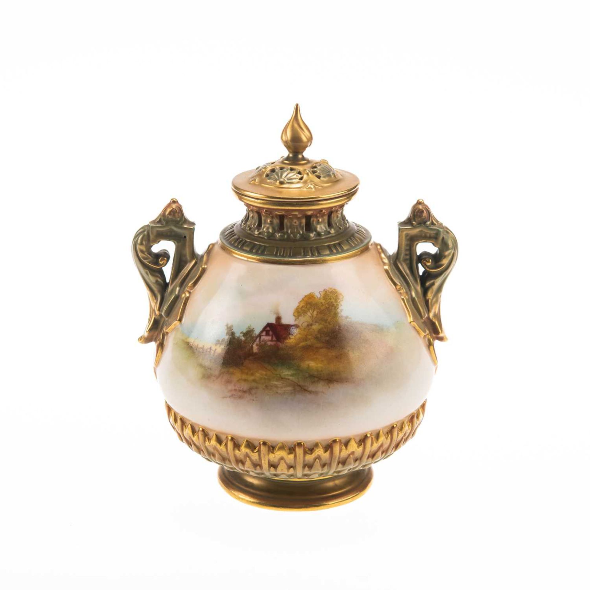 A ROYAL WORCESTER VASE BY RAYMOND RUSHTON, DATED 1909 - Image 2 of 2