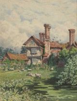 WILLIAM BISCOMBE GARDNER (1847-1919) COUNTRY HOUSE WITH SHEEP