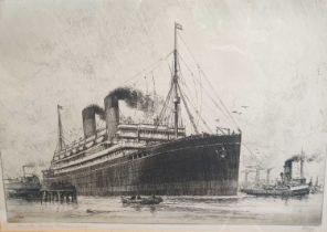 ARCHIBALD GRIGOR (19TH/ EARLY 20TH CENTURY) FOUR SHIPPING, CRUISE LINER INTEREST ETCHINGS