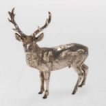 AN ELIZABETH II SILVER MODEL OF A STAG