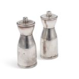 A PAIR OF ELIZABETH II SILVER SALT AND PEPPER GRINDERS