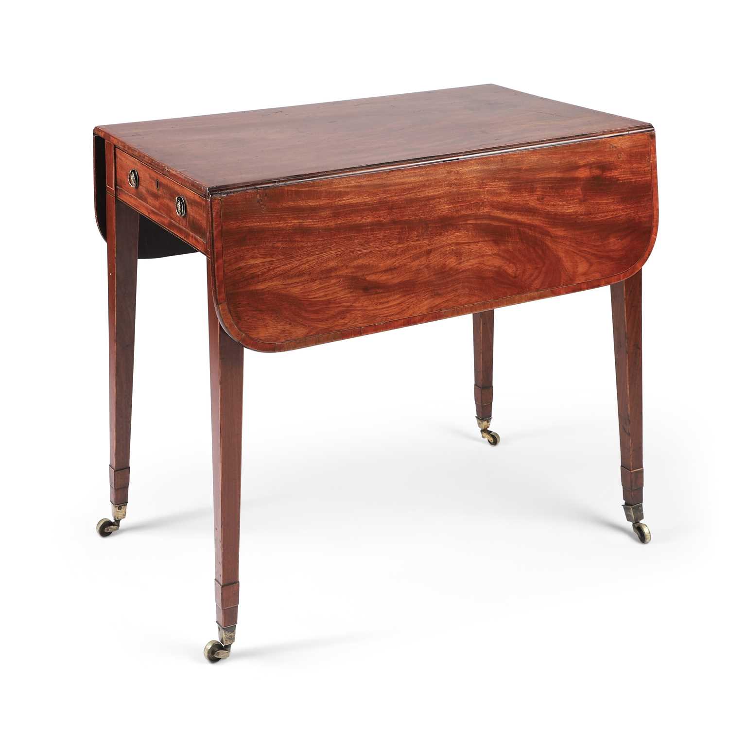 A GEORGE III SATINWOOD BANDED MAHOGANY PEMBROKE TABLE