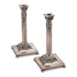 A PAIR OF LATE 19TH CENTURY DUTCH SILVER CANDLESTICKS