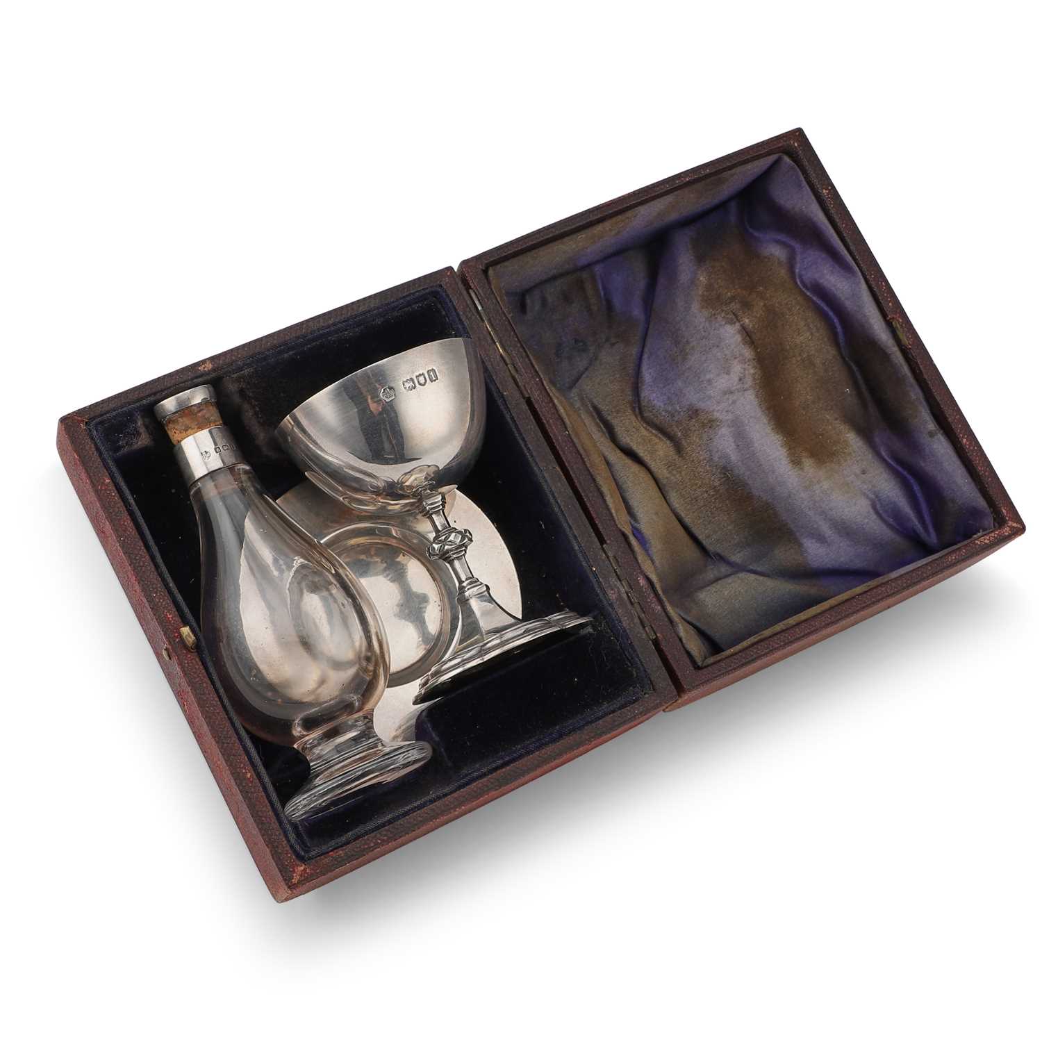 A SILVER TRAVELLING COMMUNION SET