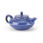 A CHINESE BLUE-GLAZED 'CHRYSANTHEMUM' TEAPOT